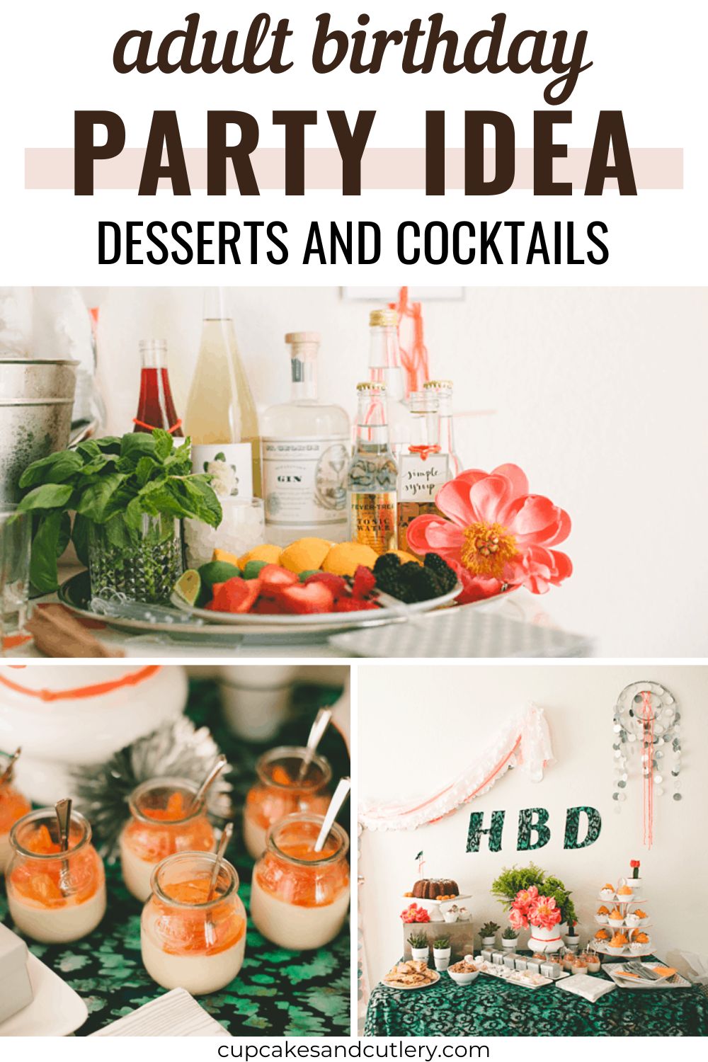 Adult Birthday Party Idea with Desserts and Gin and Tonic Bar ...