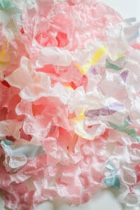 DIY Ruffled Plastic Streamers From A Plastic Tablecloth