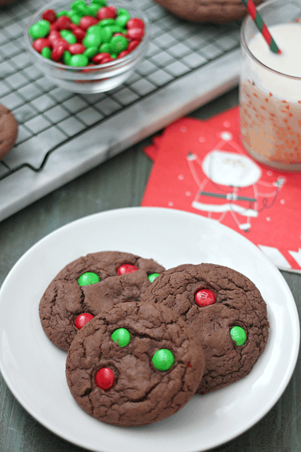 Holiday Chocolate Cake Mix Cookies with M&Ms | Cupcakes and Cutlery