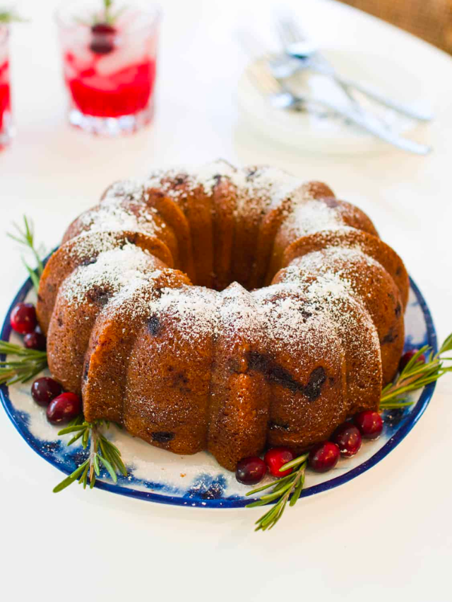 Brown Sugar Bundt Cake With Candied Cranberries Is a Giftable Holiday Treat