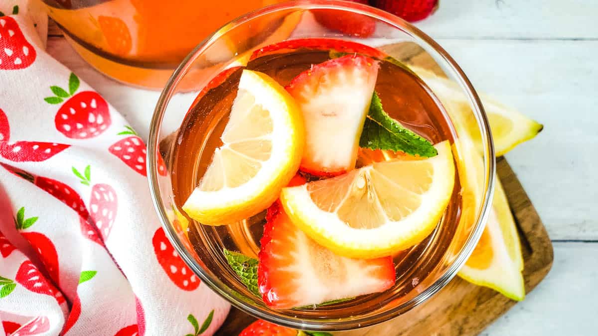 Strawberry Rosé Sangria With Elderflower Cupcakes And Cutlery